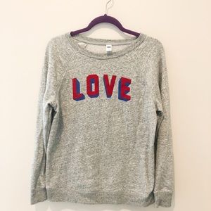Soft Old Navy gray LOVE crew neck sweatshirt